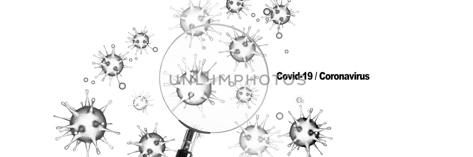 Corona virus background, pandemic risk concept. 3D illustration by Taut