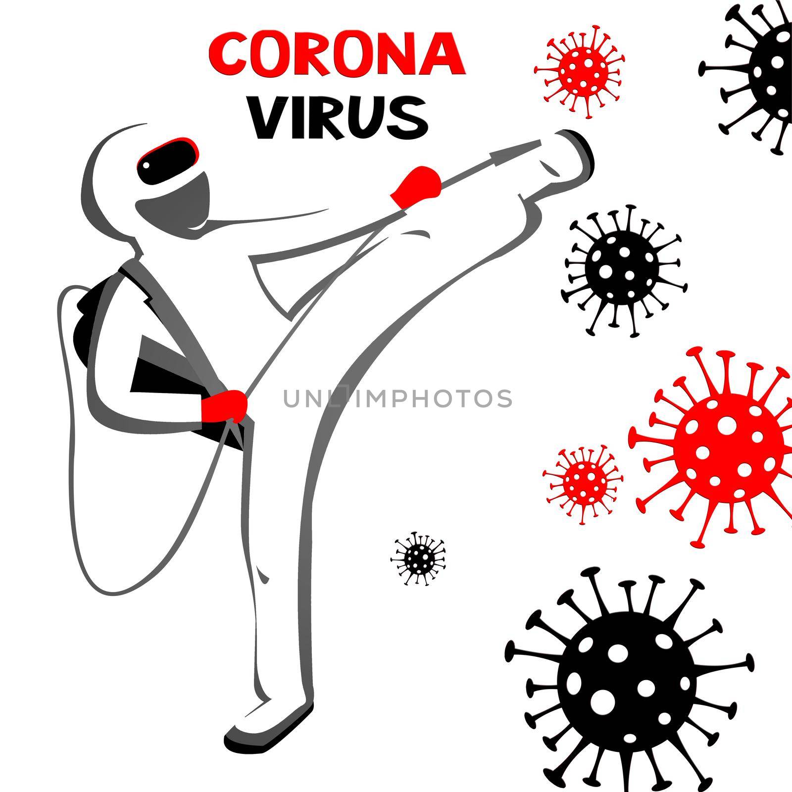 Doctor against new coronavirus infection. 3D illustration by Taut