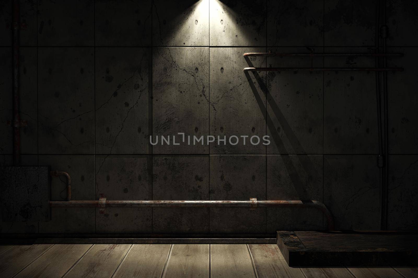 Grunge abstract room with urban metallic background. 3d rendering by Taut