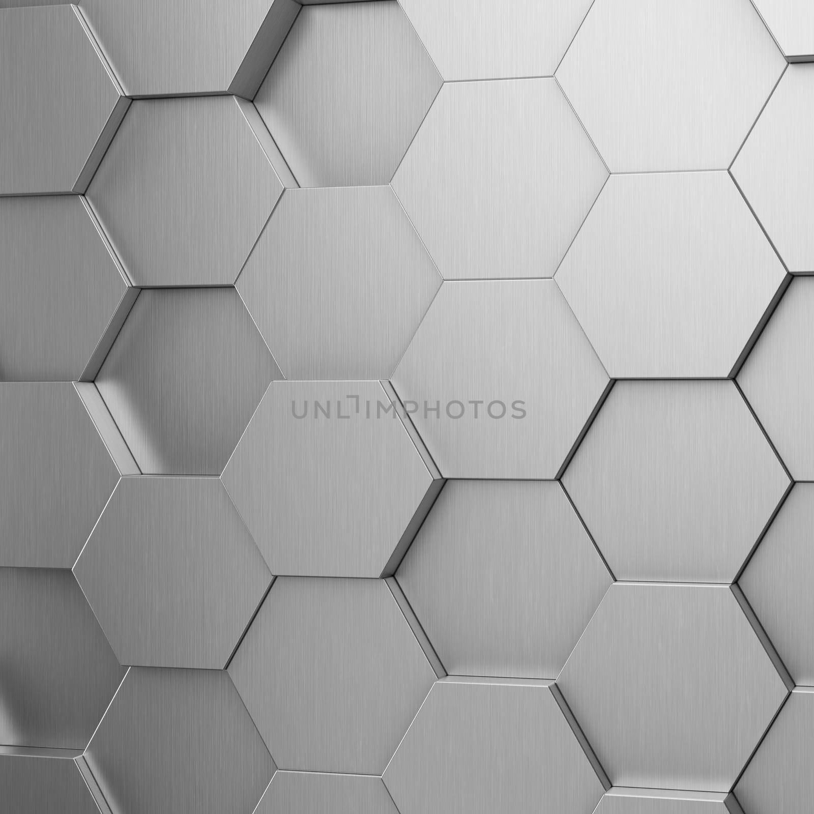 Modern metallic honeycomb and hexagon background pattern. 3d rendering