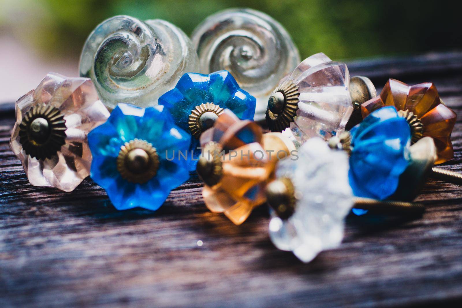 Vintage Glass Drawer Pulls, Knobs for Dresser or Antique Brass Handle