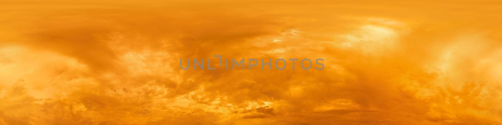 Sky panorama with Cirrus clouds in Seamless spherical equirectangular format. Full zenith for use in 3D graphics, game and editing aerial drone 360 degree panoramas for sky replacement