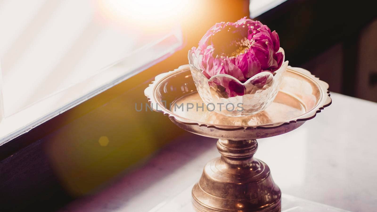 origami lotus flower. The Art Of Lotus Leaf Folding. a Thai style flower arrangement.