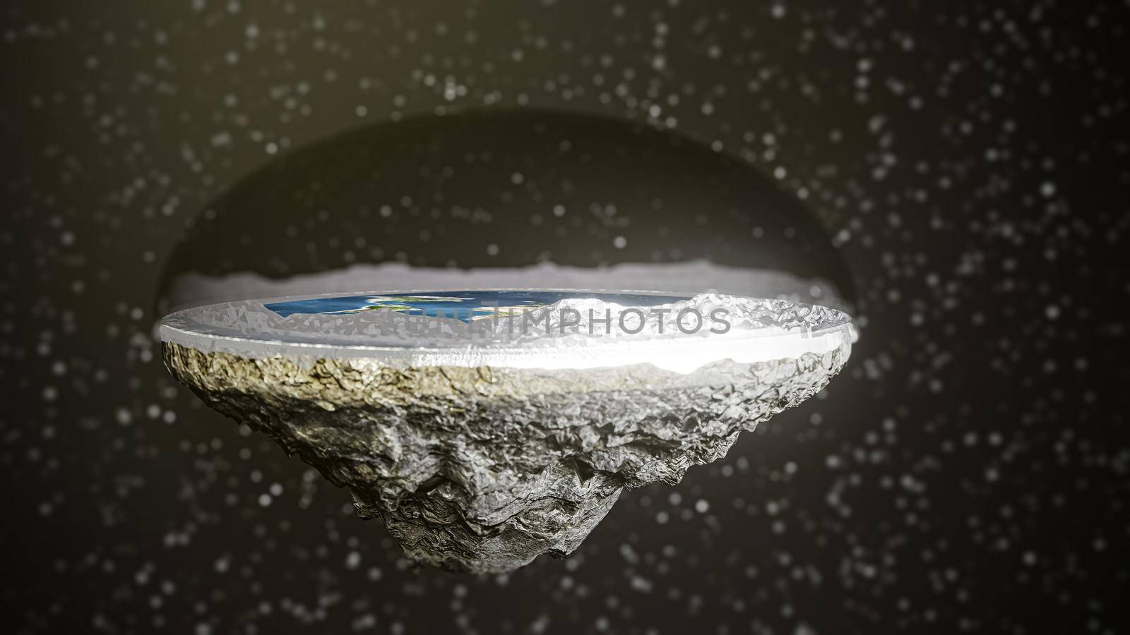 "3d illustration" of flat earth in the universe