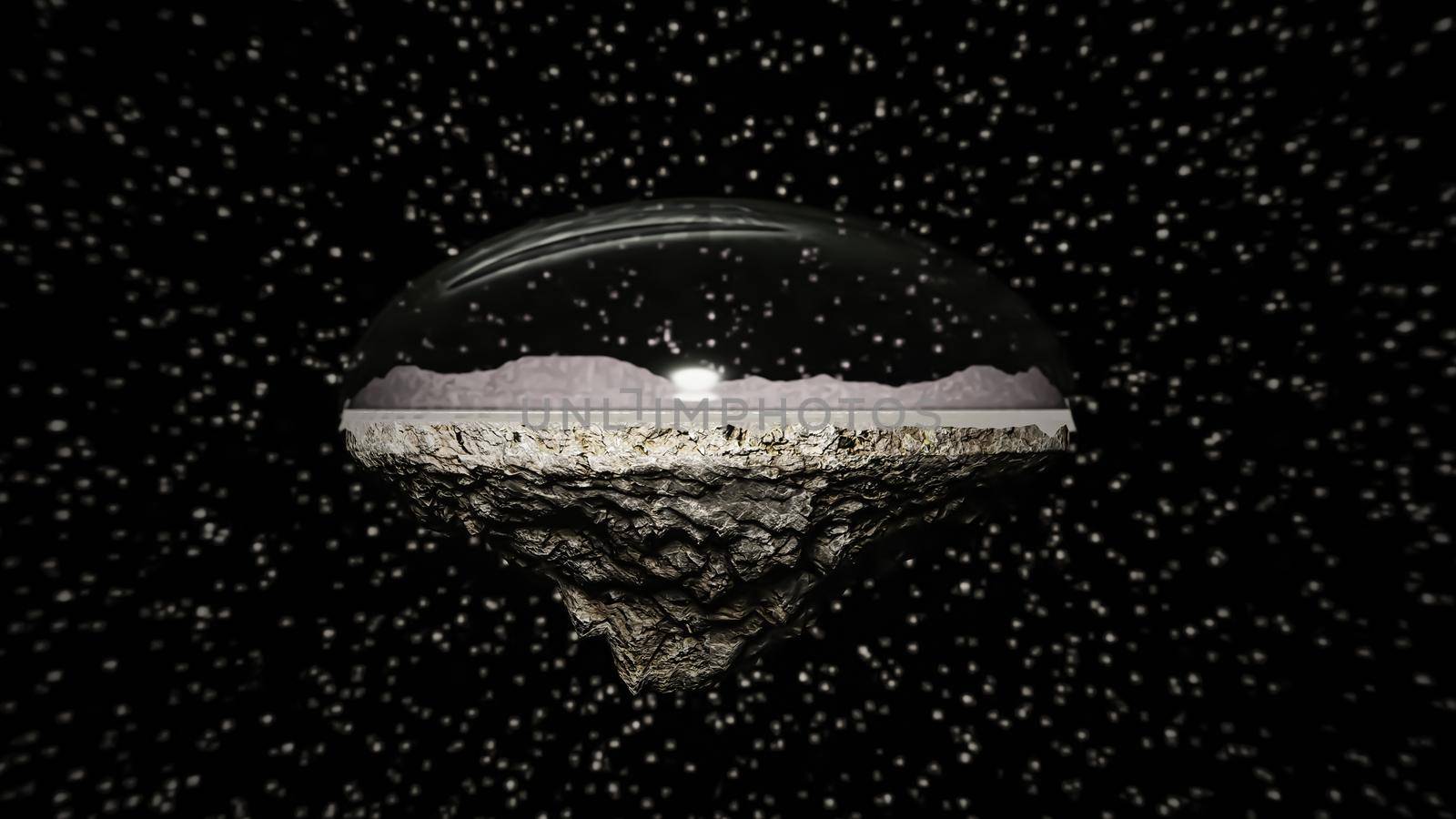 "3d illustration" of flat earth in the universe