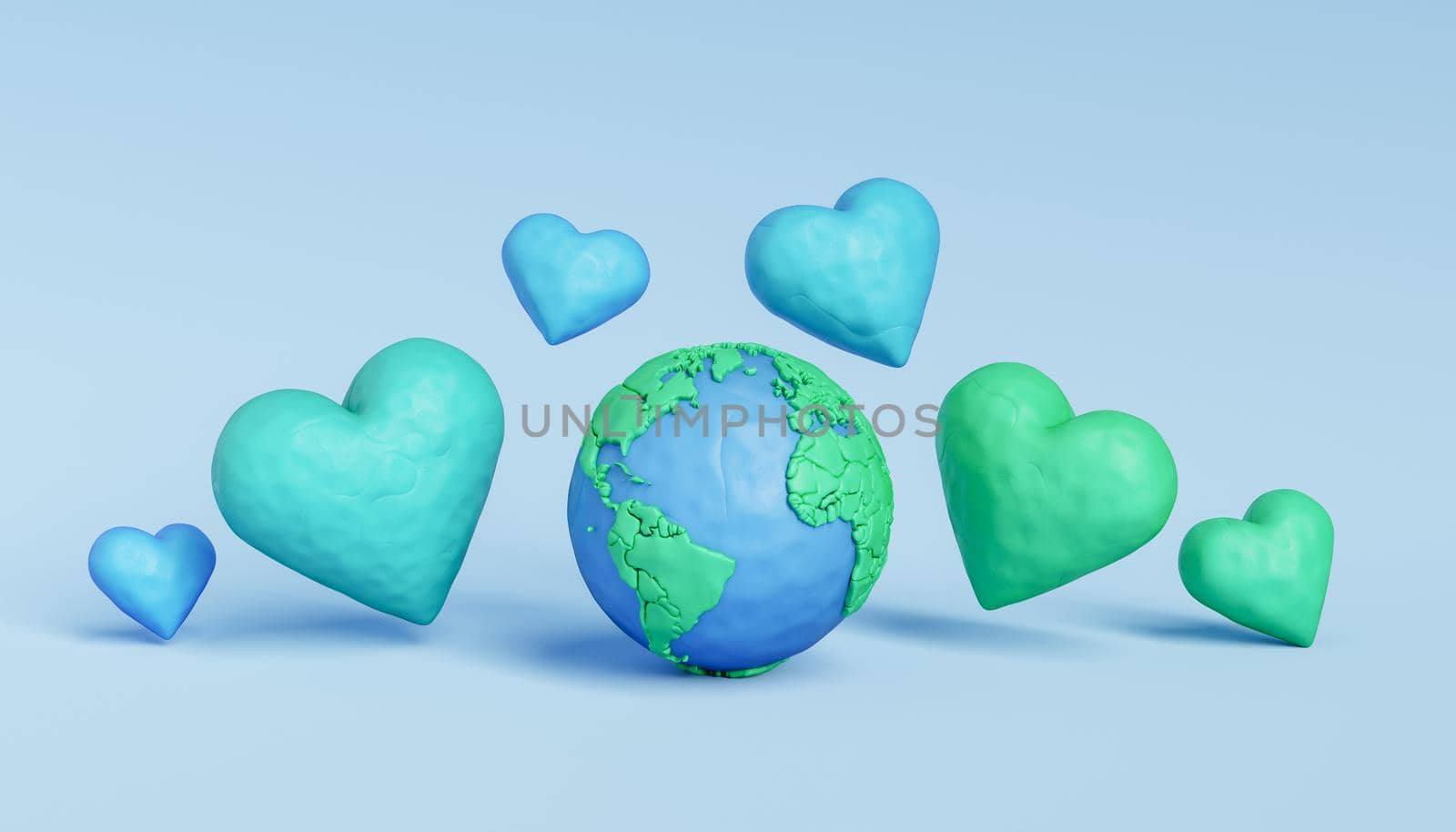 Bright hearts around Earth globe by asolano