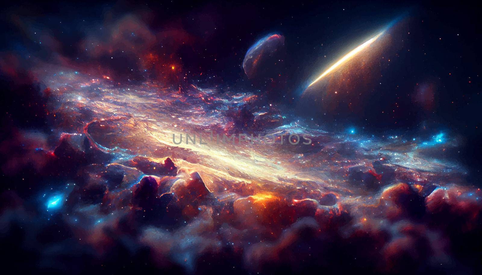 space epic realistic galaxy illustration. illustration for wallpaper.