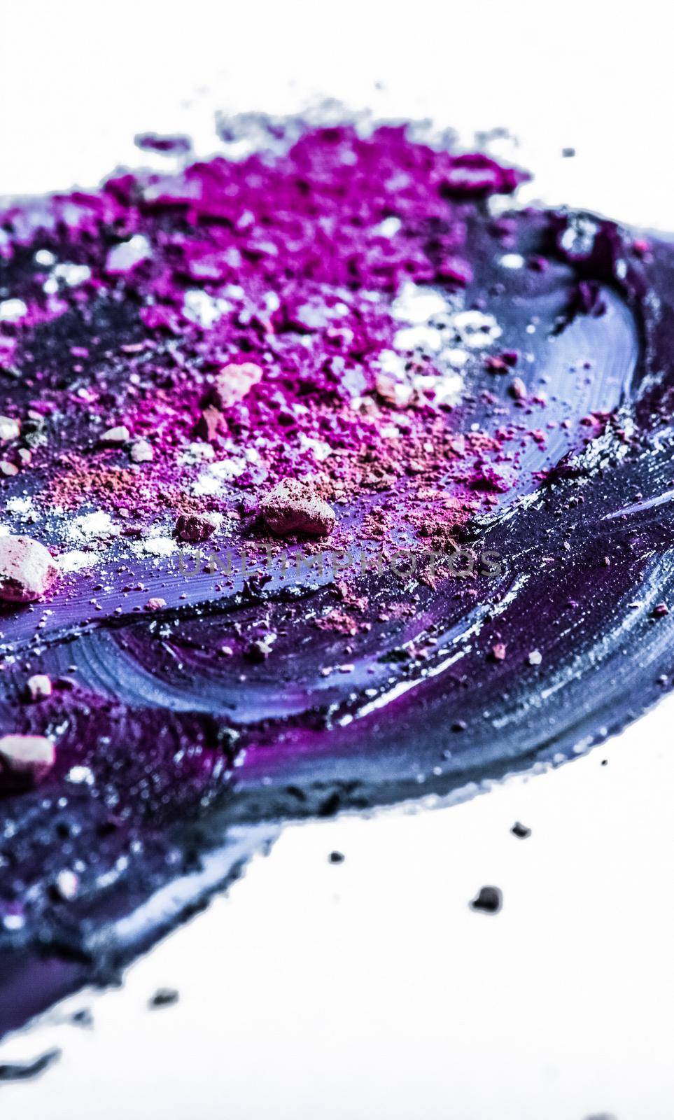 Beauty texture, cosmetic product and art of make-up concept - Artistic lipstick smudge and crushed eyeshadow as background