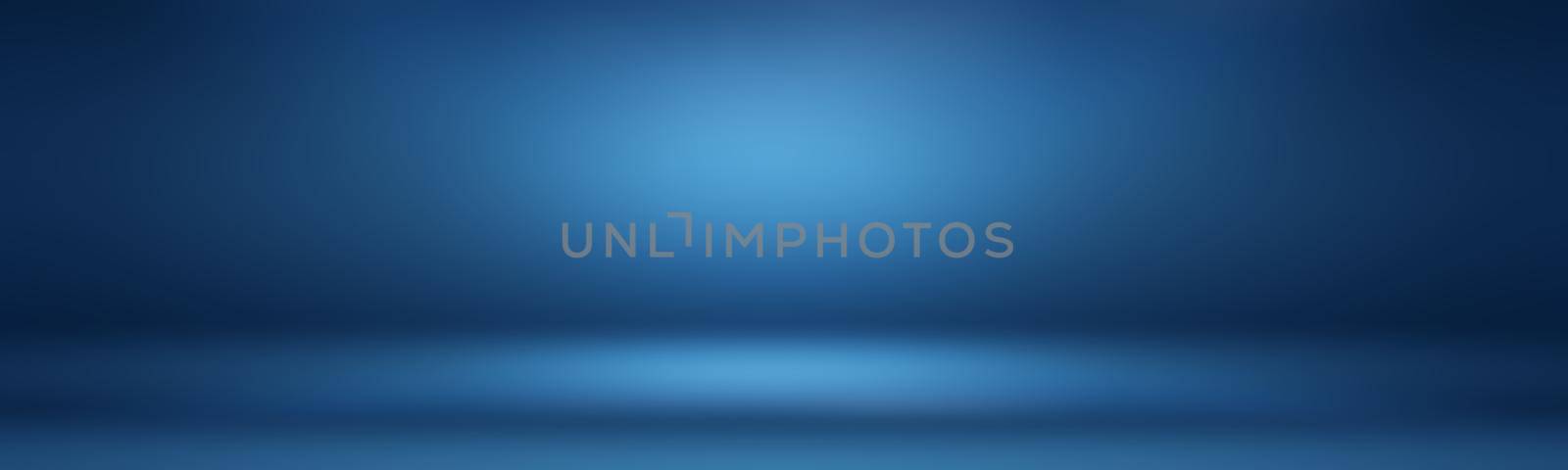 Abstract Luxury gradient Blue background. Smooth Dark blue with Black vignette Studio Banner. by Benzoix