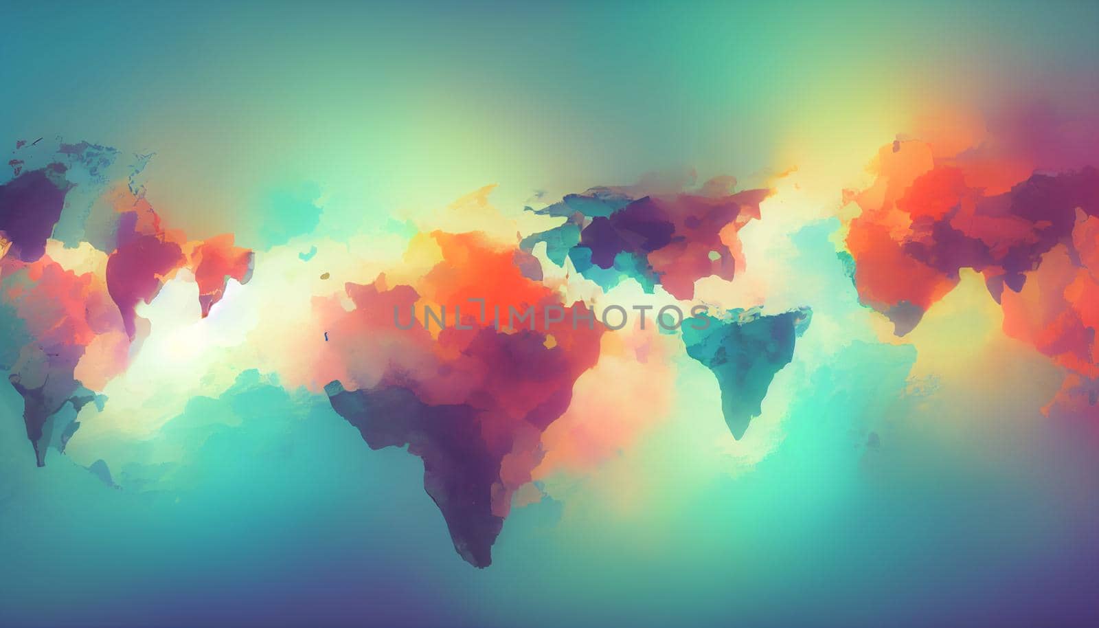 3D Illustration pastel multi color gradient blurred background.