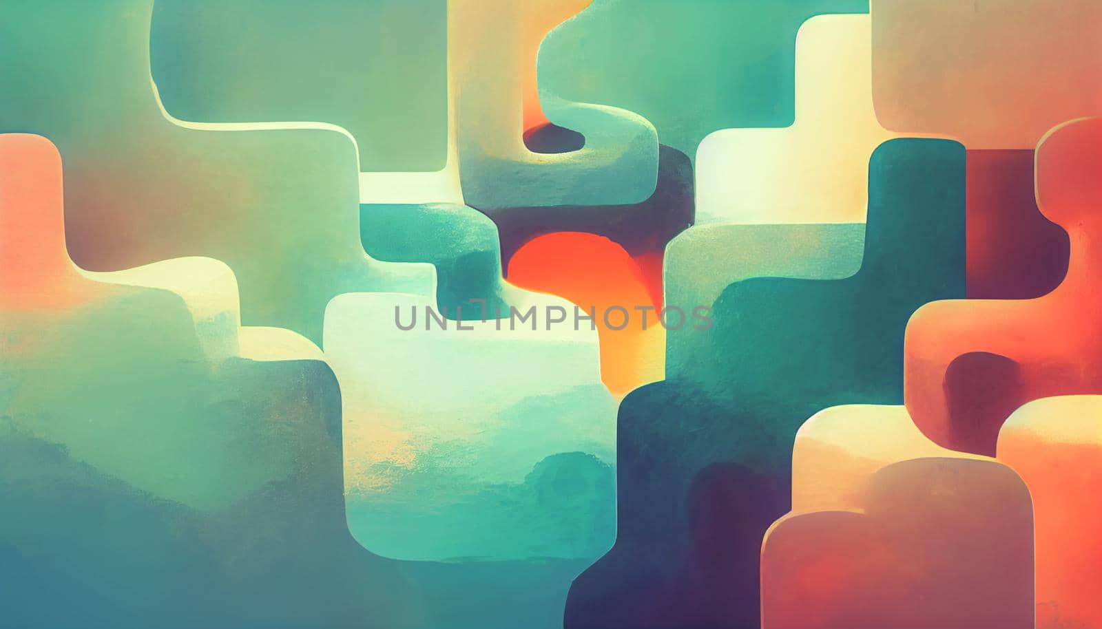 3D Illustration pastel multi color gradient blurred background.