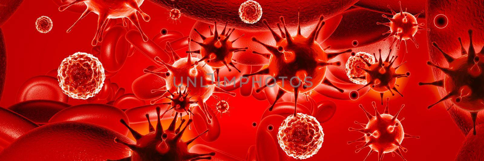 Dangerous corona virus, SARS pandemic risk concept. 3D illustration