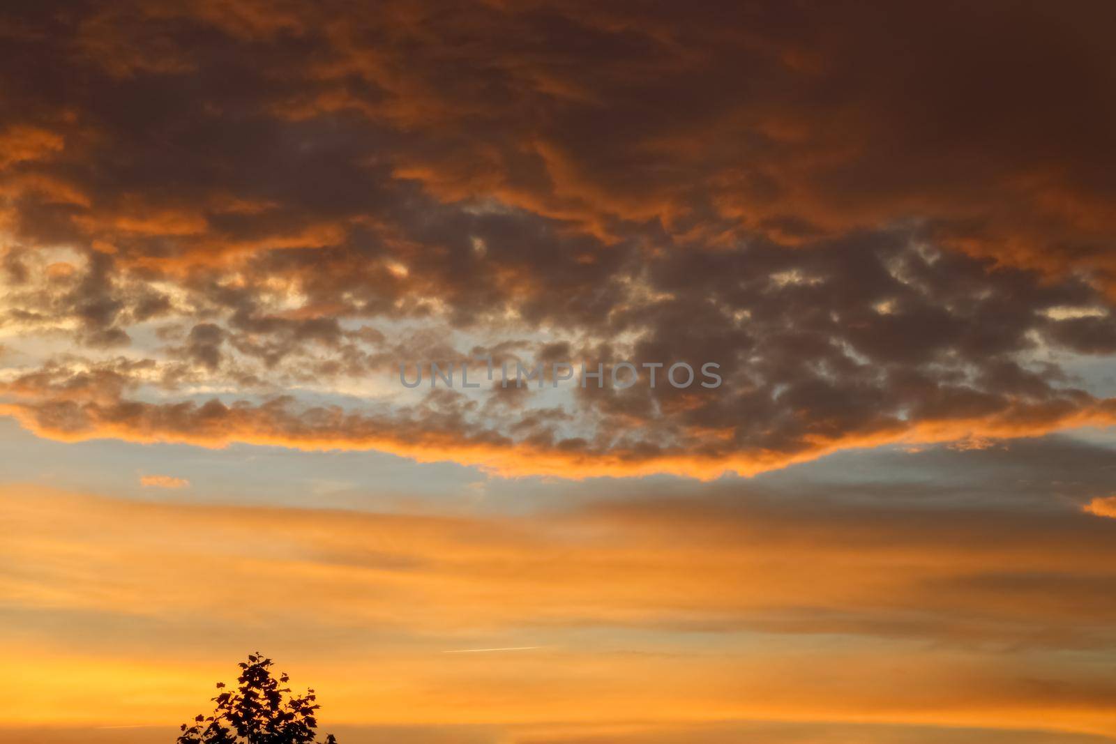 Beautiful orange and yellow clouds at sunrise and sunset in the sky. by MP_foto71