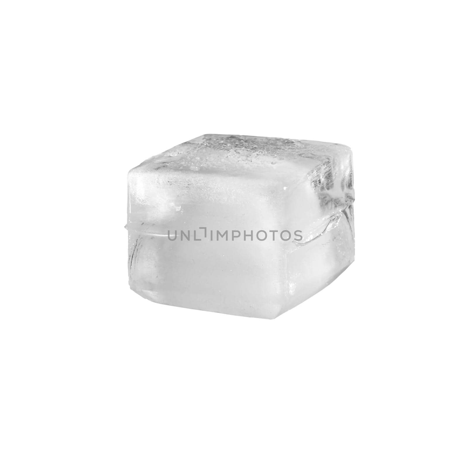 Studio shot of a real ice cube on white background