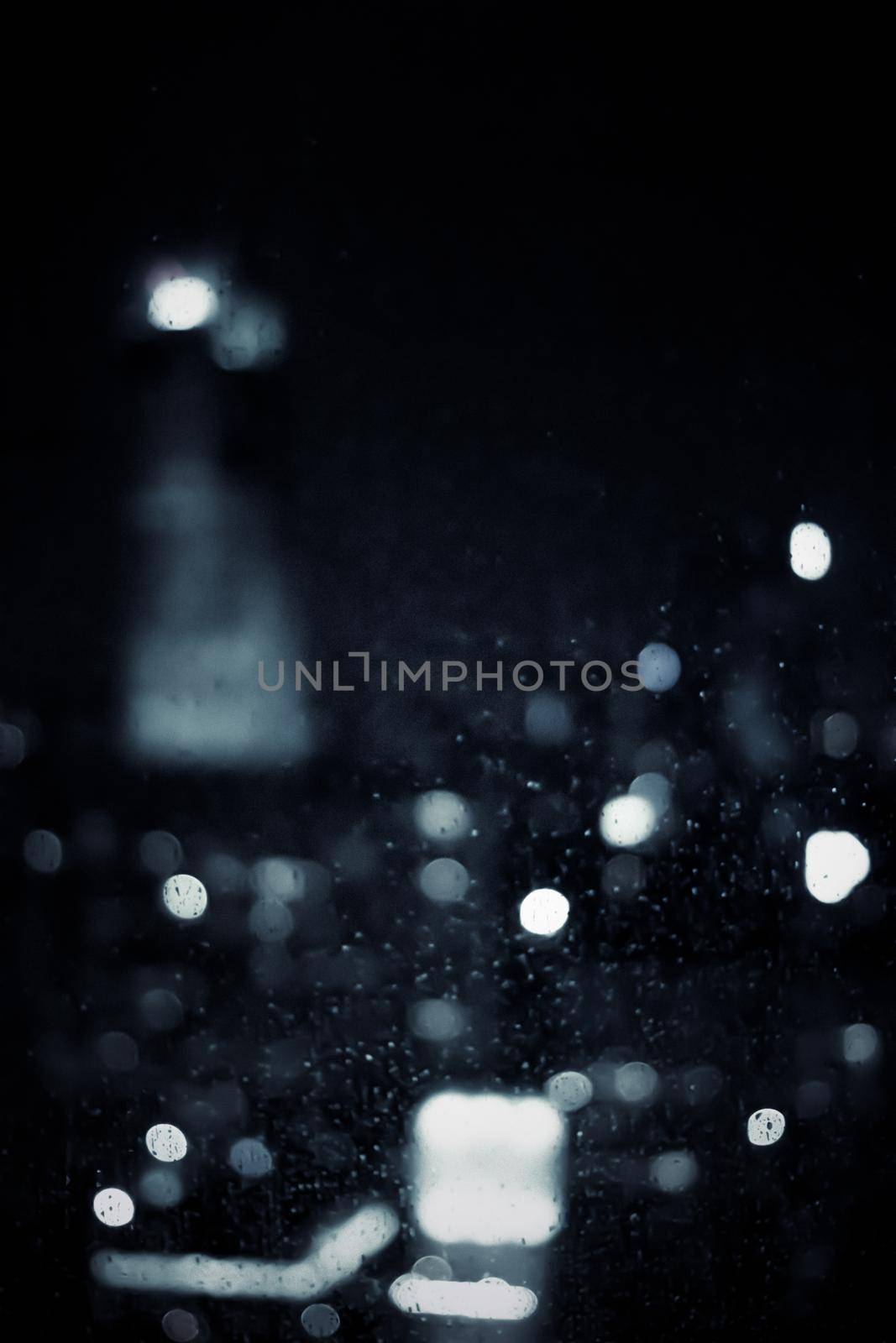 Big metropolitan city lights at night, blurry background by Anneleven