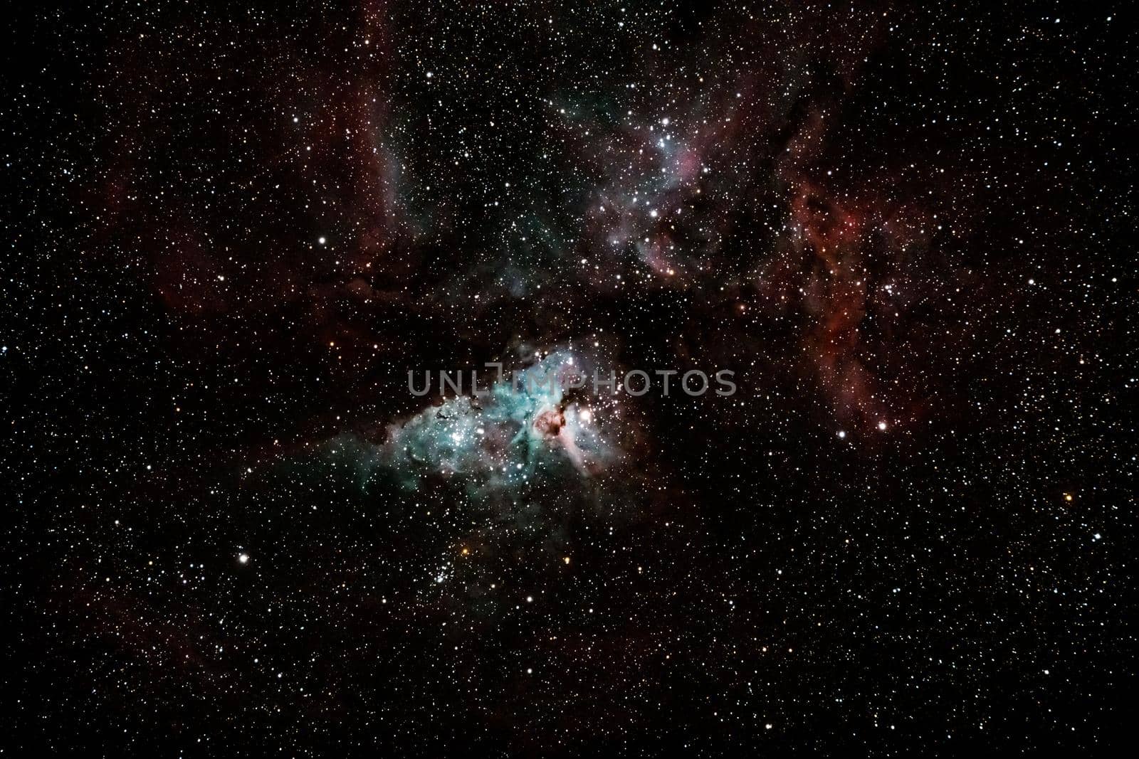 The Carina Nebula is located in the Sagittarius arm of the Milky Way and is one of the brightest objects in the night sky