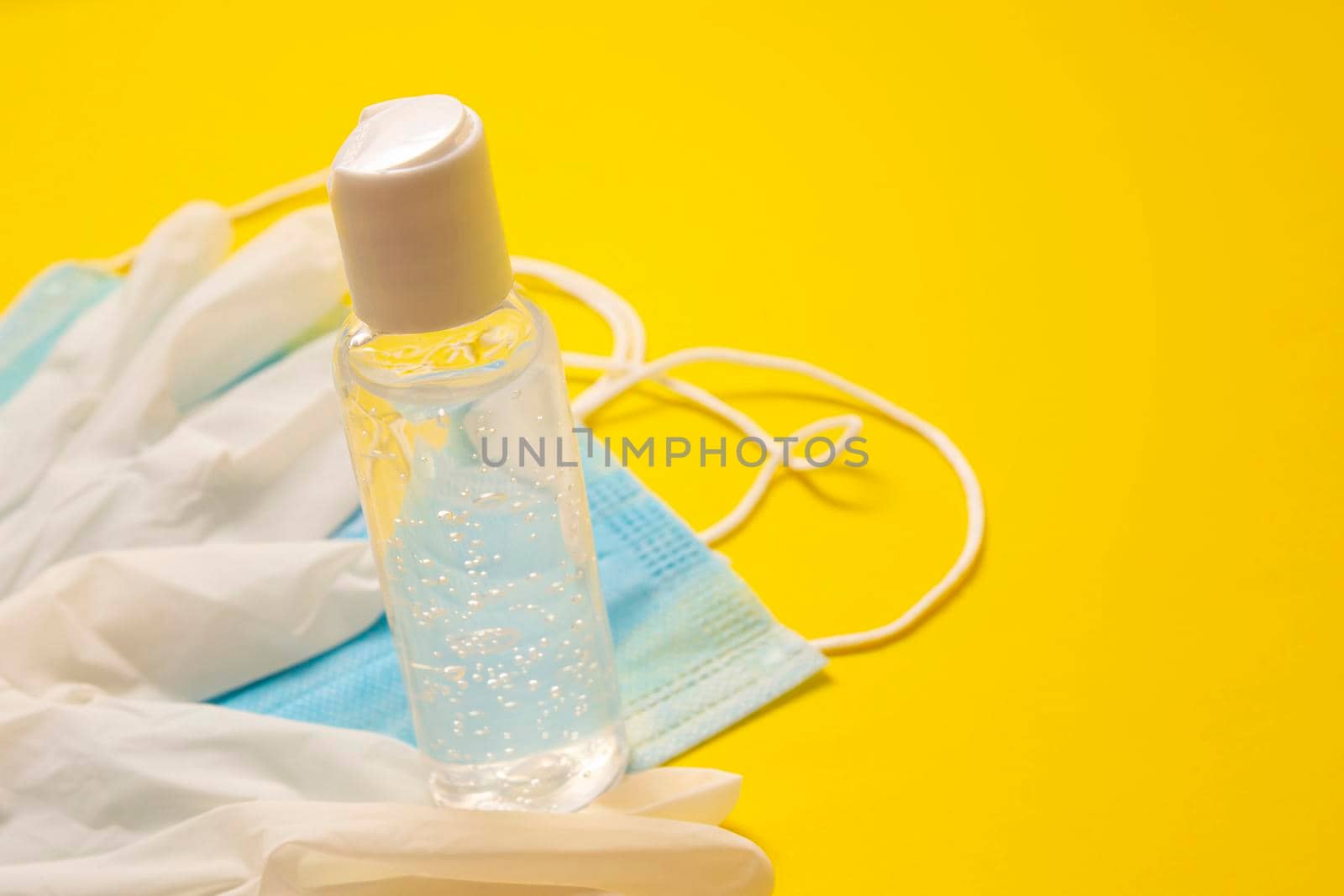 medical latex gloves, and sanitizer gel by hayaship