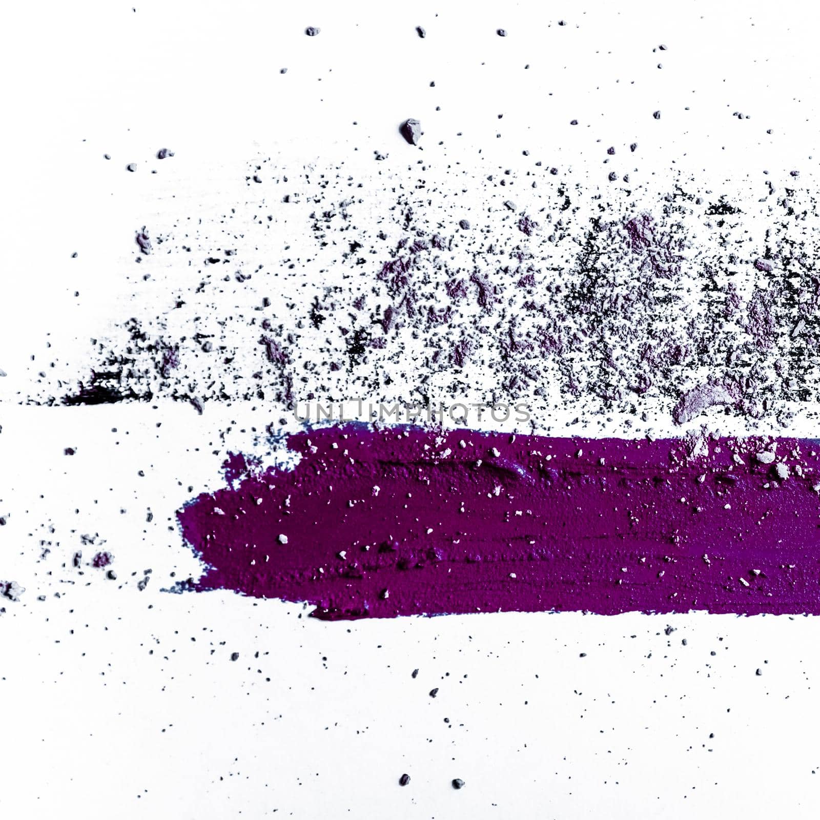 Lipstick smudge, mascara stroke and crushed eyeshadow isolated on white background by Anneleven