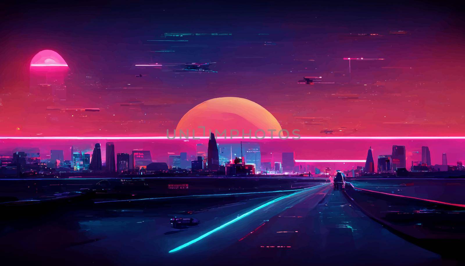 background retro Synthwave. Geometric retro Background illustration. illustration for wallpaper.