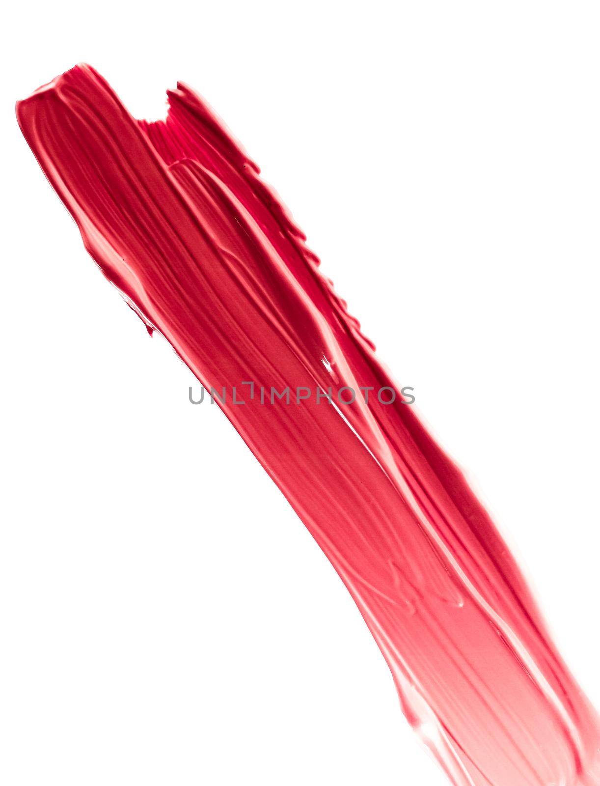 Cosmetic products, fashion and beauty concept - Lipstick smudge isolated on white background, art of make-up