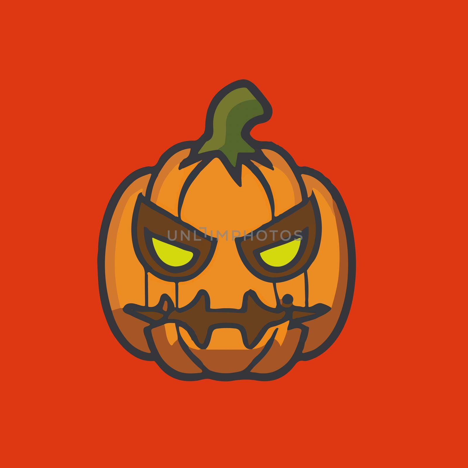 cute halloween evil pumpkin illustration. halloween pumpkin. flat evil pumpkin