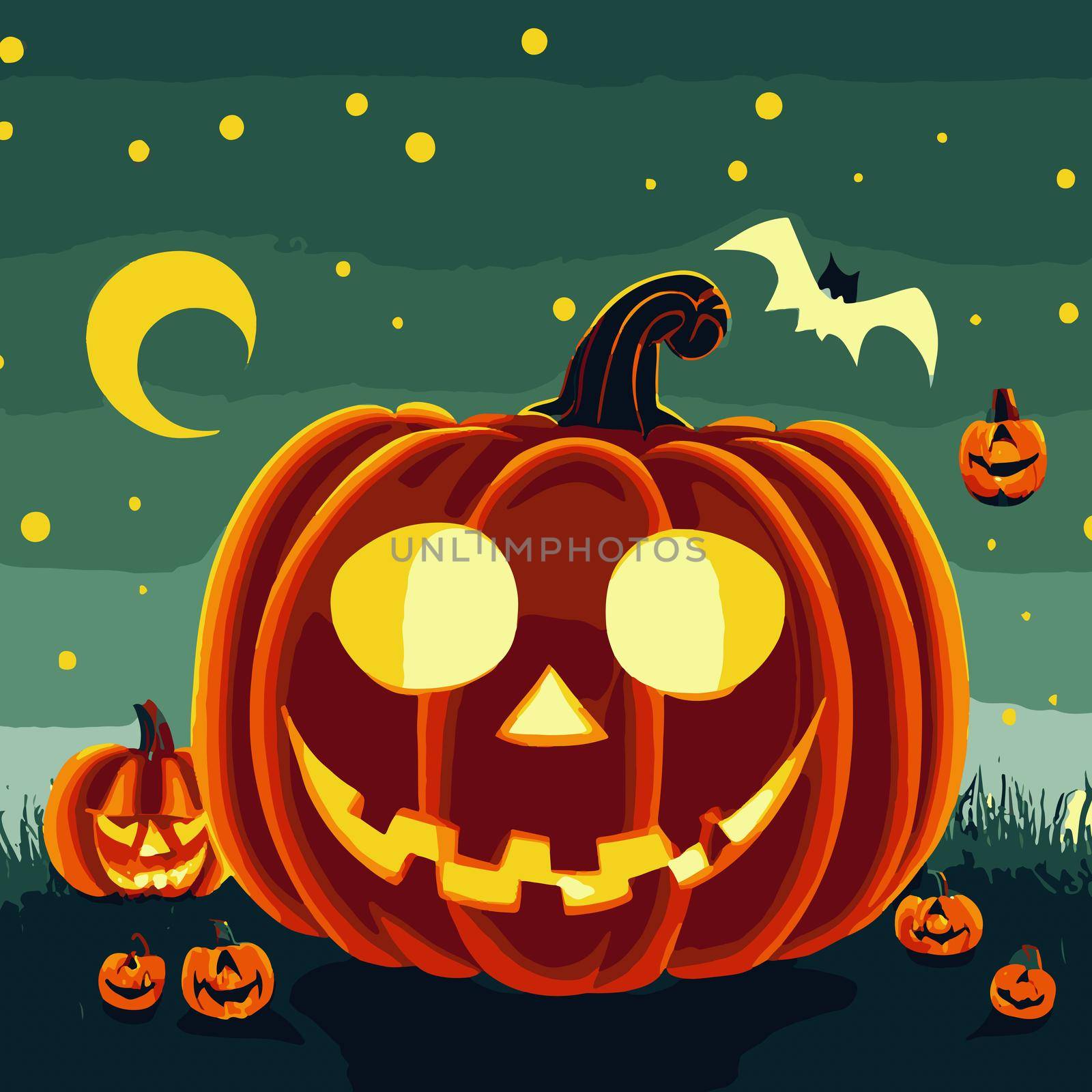 halloween evil pumpkin illustration. halloween pumpkin.