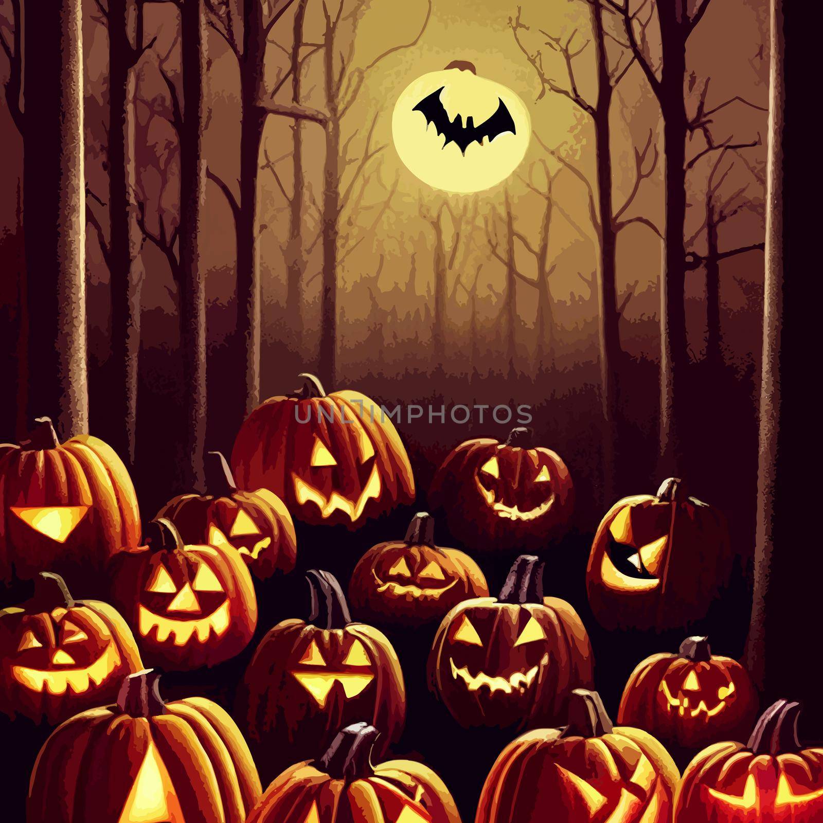 halloween evil pumpkin illustration. halloween pumpkin.