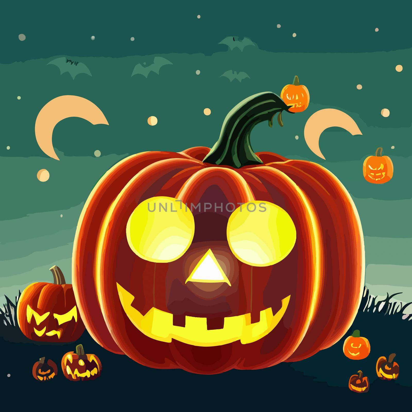 halloween evil pumpkin illustration. halloween pumpkin.