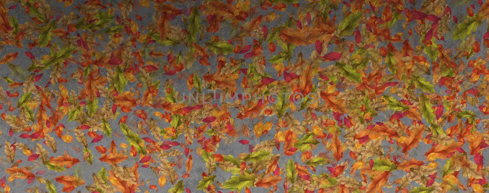 Colorful Autumn Leaves Yellow Orange Brown Texture Banner Background