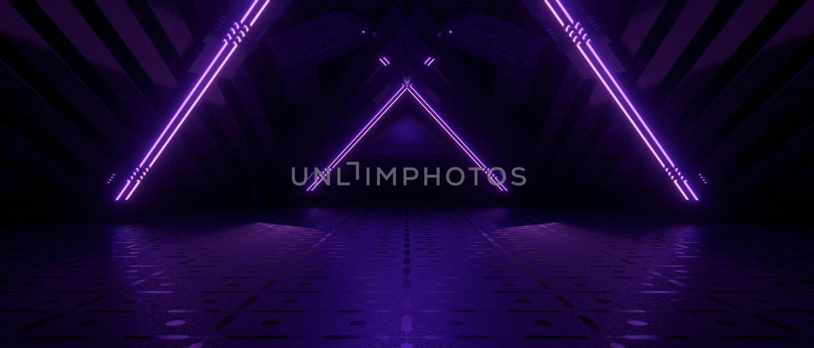 Futuristic Minimal Scifi Corridor Interior luxurious and elegant abstract Royal Blue High Res Abstract Background 3D Illustration