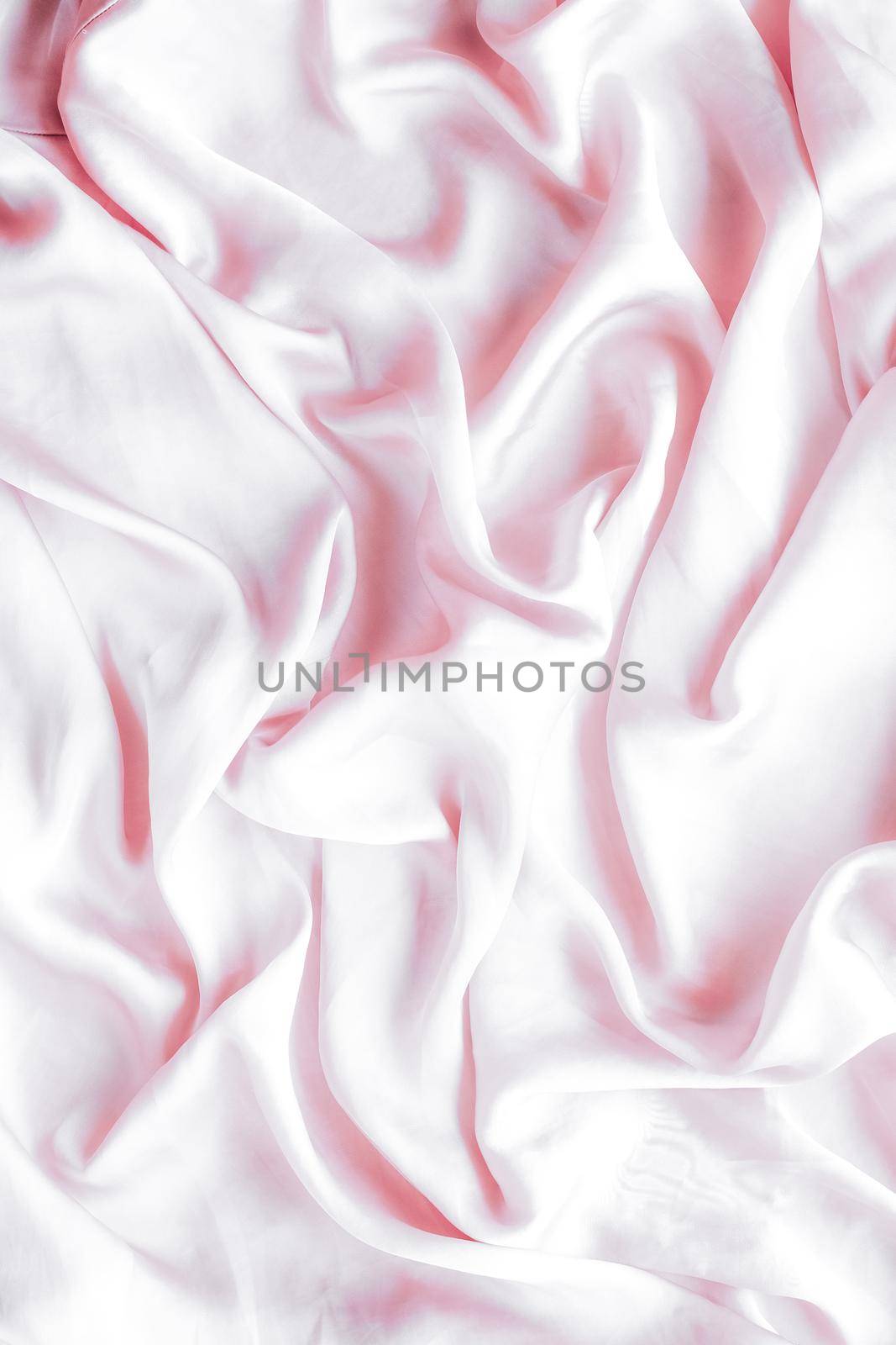 Pink soft silk texture, flatlay background by Anneleven