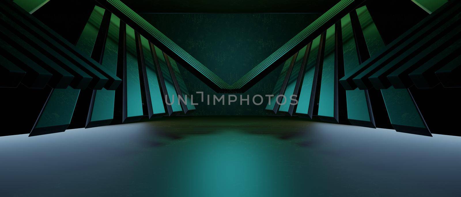 Abstract Futuristic Frame In Cyber Space Fantastic Scene In Virtual Reality Abstract Digital Green Tech Background Wallpaper 3D Illustration