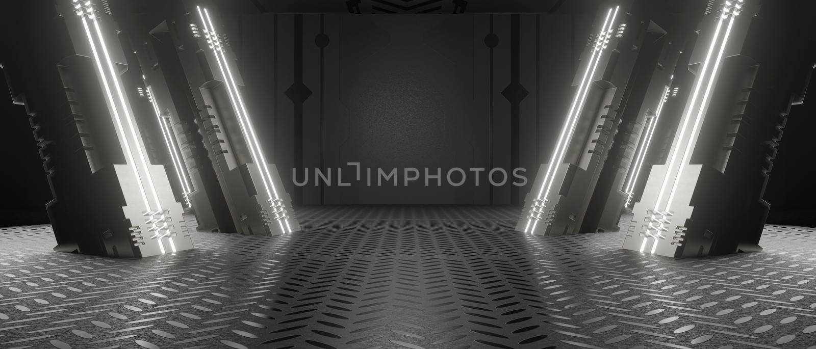 Abstract 3D Empty Long Light Corridor Abstract Digital Light Grey Banner Background Wallpaper 3D Illustration