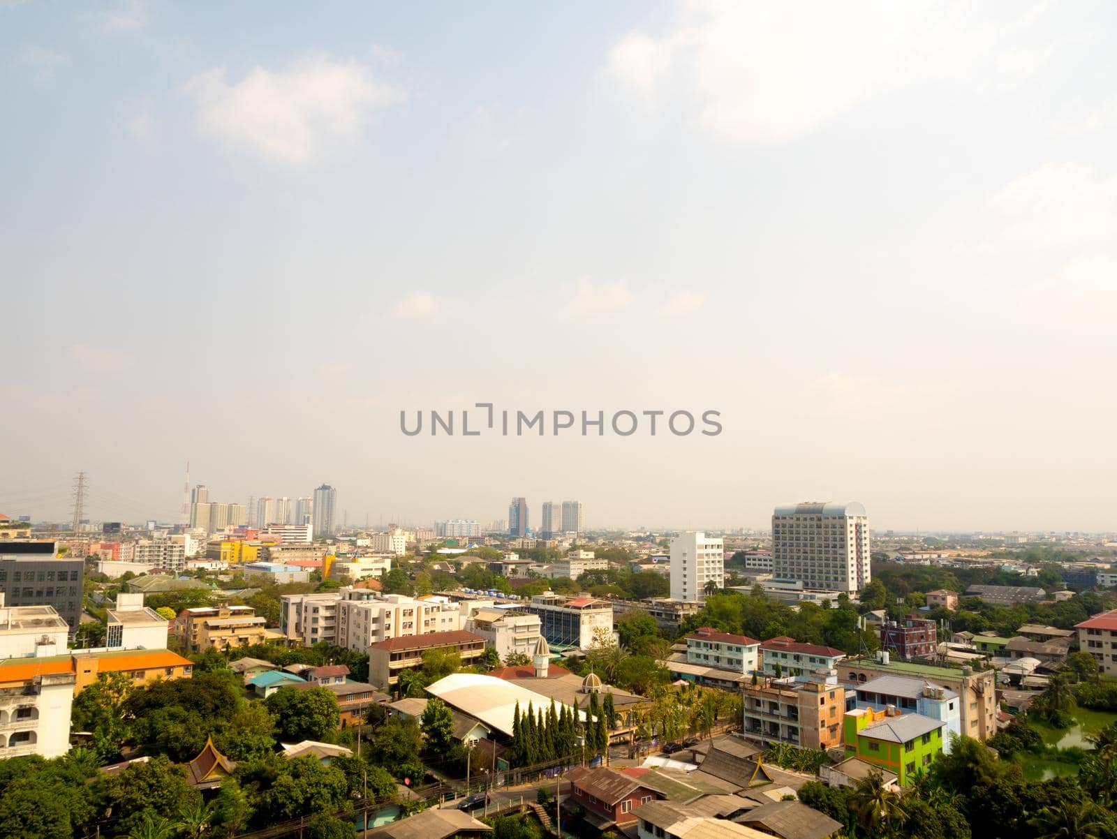 Texture of roof on the High angle view of the city by Satakorn