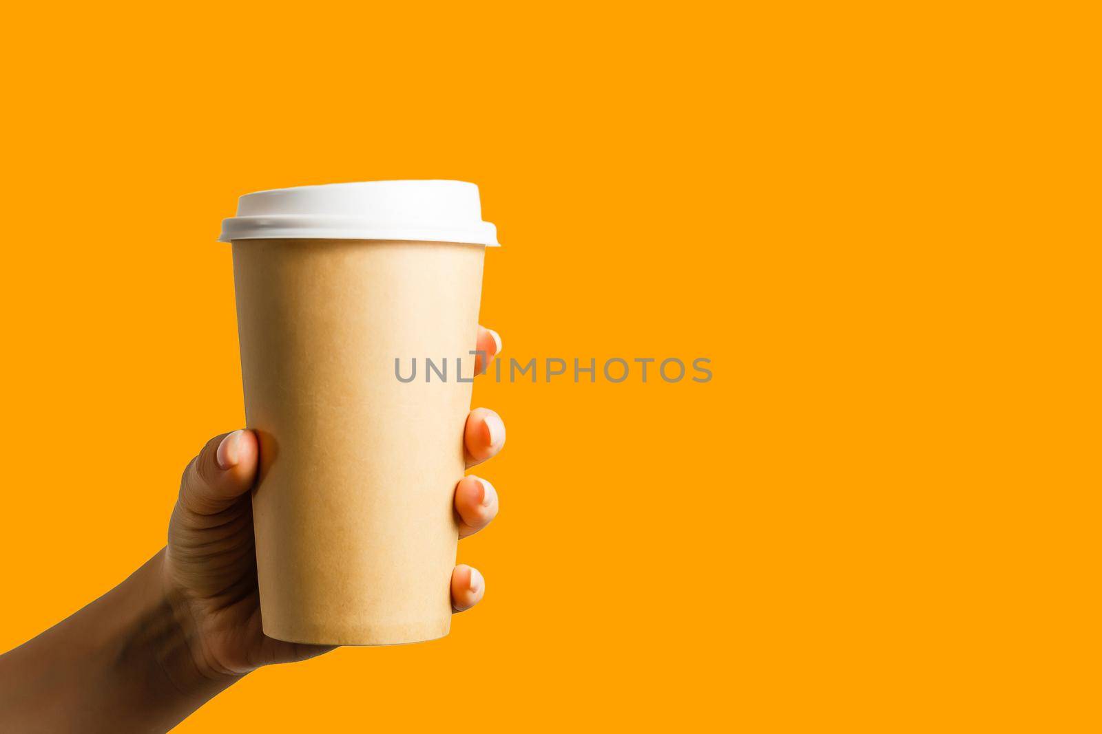 take away coffee on color background. by Andelov13