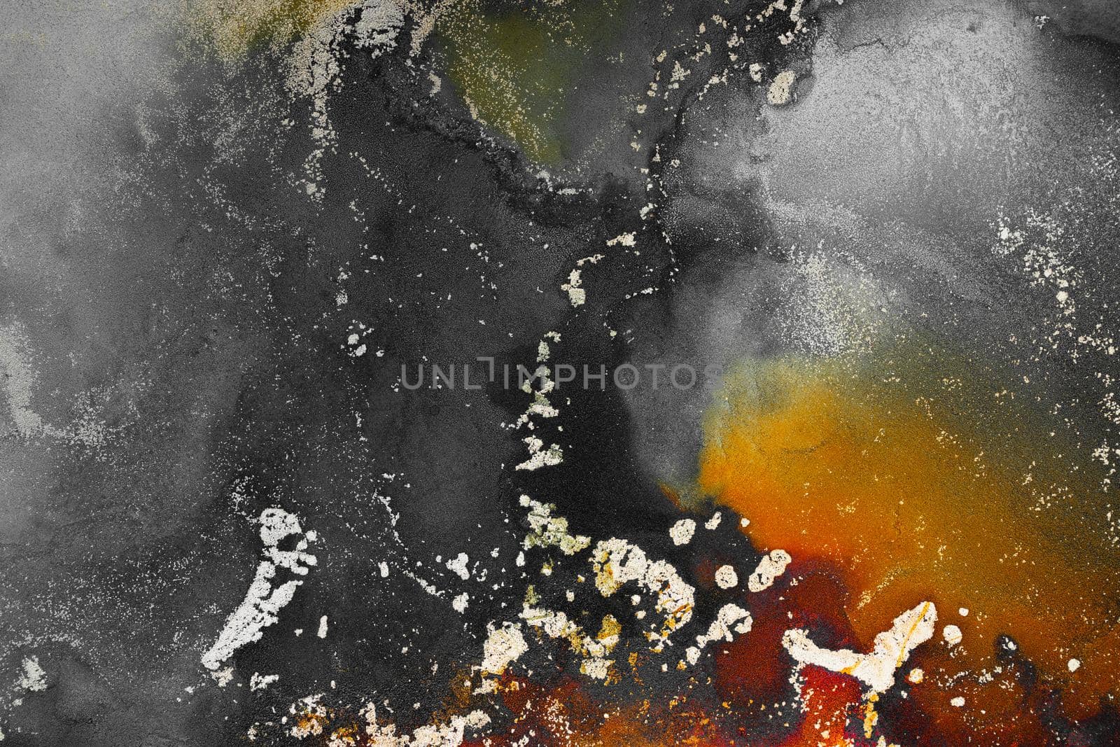 Burning abstract background from marble ink art of exquisite original painting . Painting was painted on high quality paper texture to create smooth marble background pattern of ombre alcohol ink .