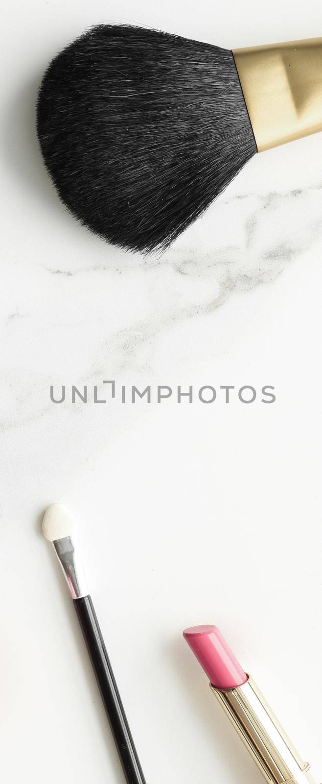 Make-up and cosmetics products on marble, flatlay background - modern feminine lifestyle, beauty blog and fashion inspiration concept