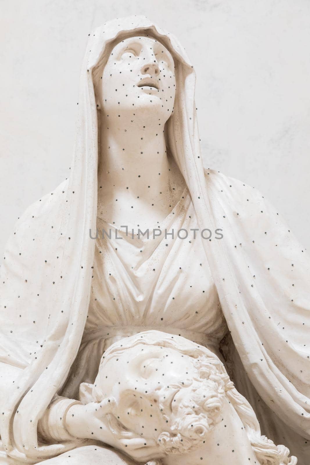 Possagno, Italy - August 2022: Antonio Canova sculpture,  Lamentation over the Dead Christ - 1822