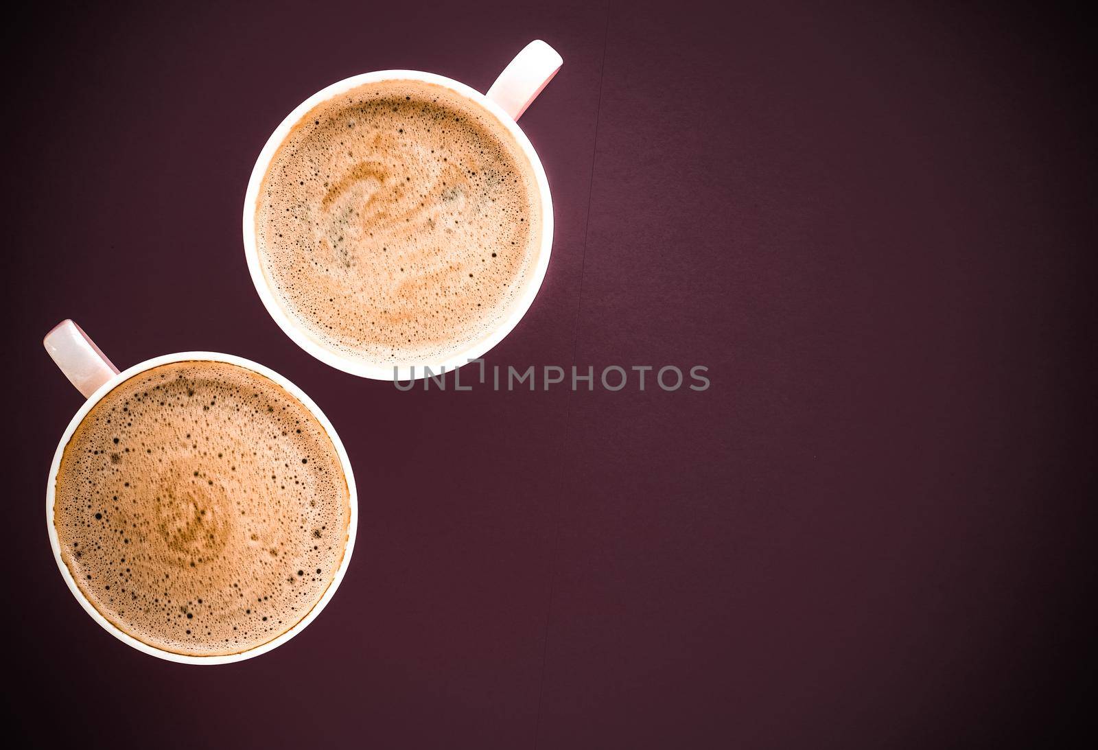 Coffee in the morning, flatlay background with copyspace by Anneleven