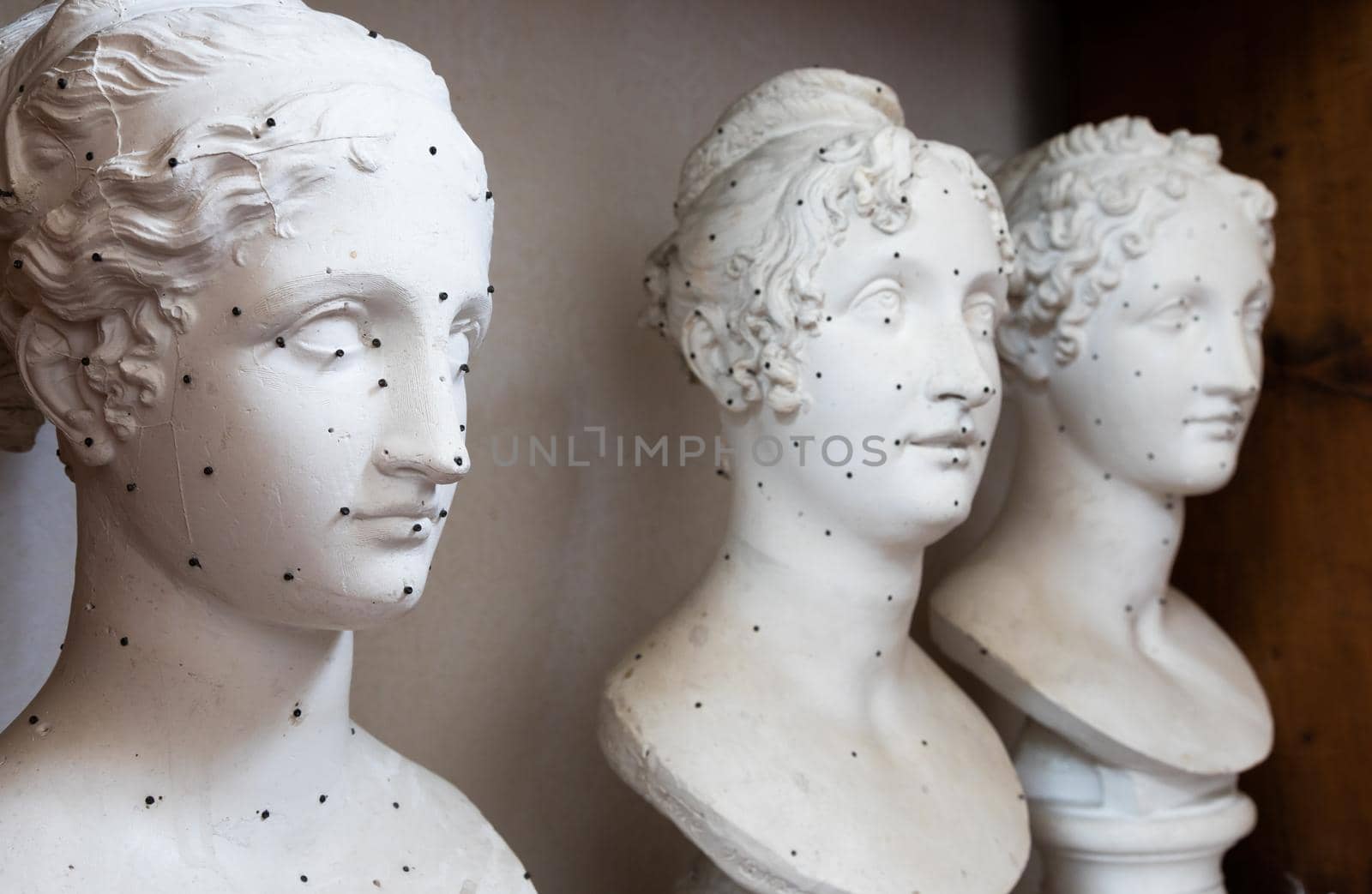 Possagno, Italy - August 2022: Antonio Canova collection. Classical sculptures in white marble located in his native house