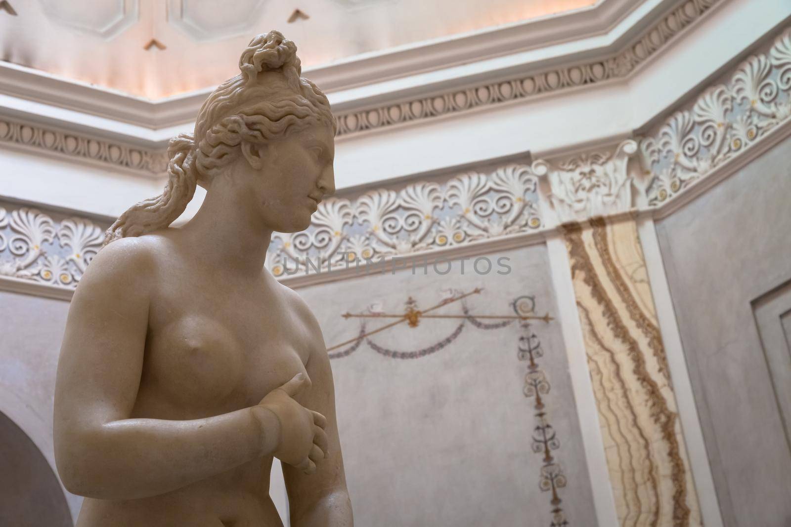 ROME, ITALY - CIRCA AUGUST 2020: Roman antique statue of Capituline Venus in marble.