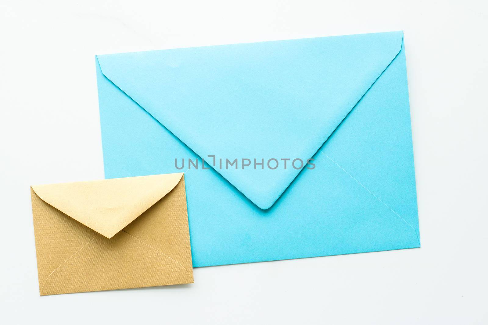 Communication, newsletter and business concept - Envelopes on marble background, message