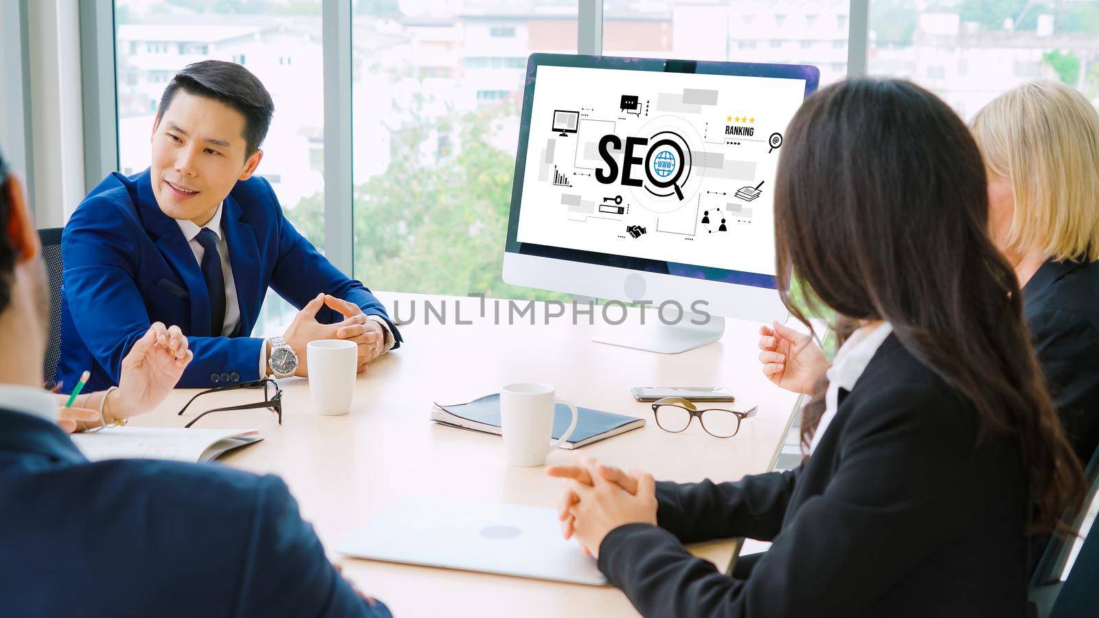 SEO search engine optimization for modish e-commerce and online retail business showing on computer screen