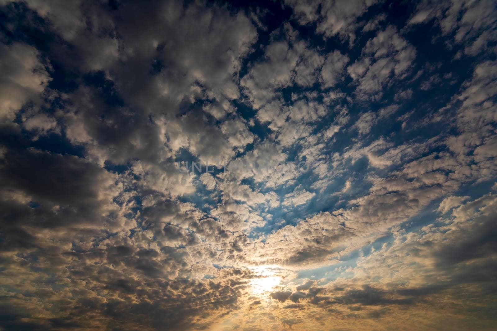 Beautiful sunset sky clouds with dramatic light. Greece.