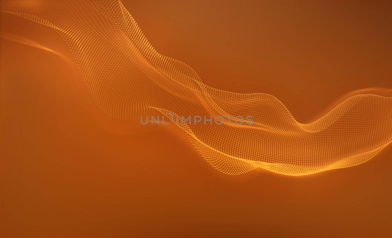 Abstract orange waves background. Dynamic geometric make for dots. 3d rendering.