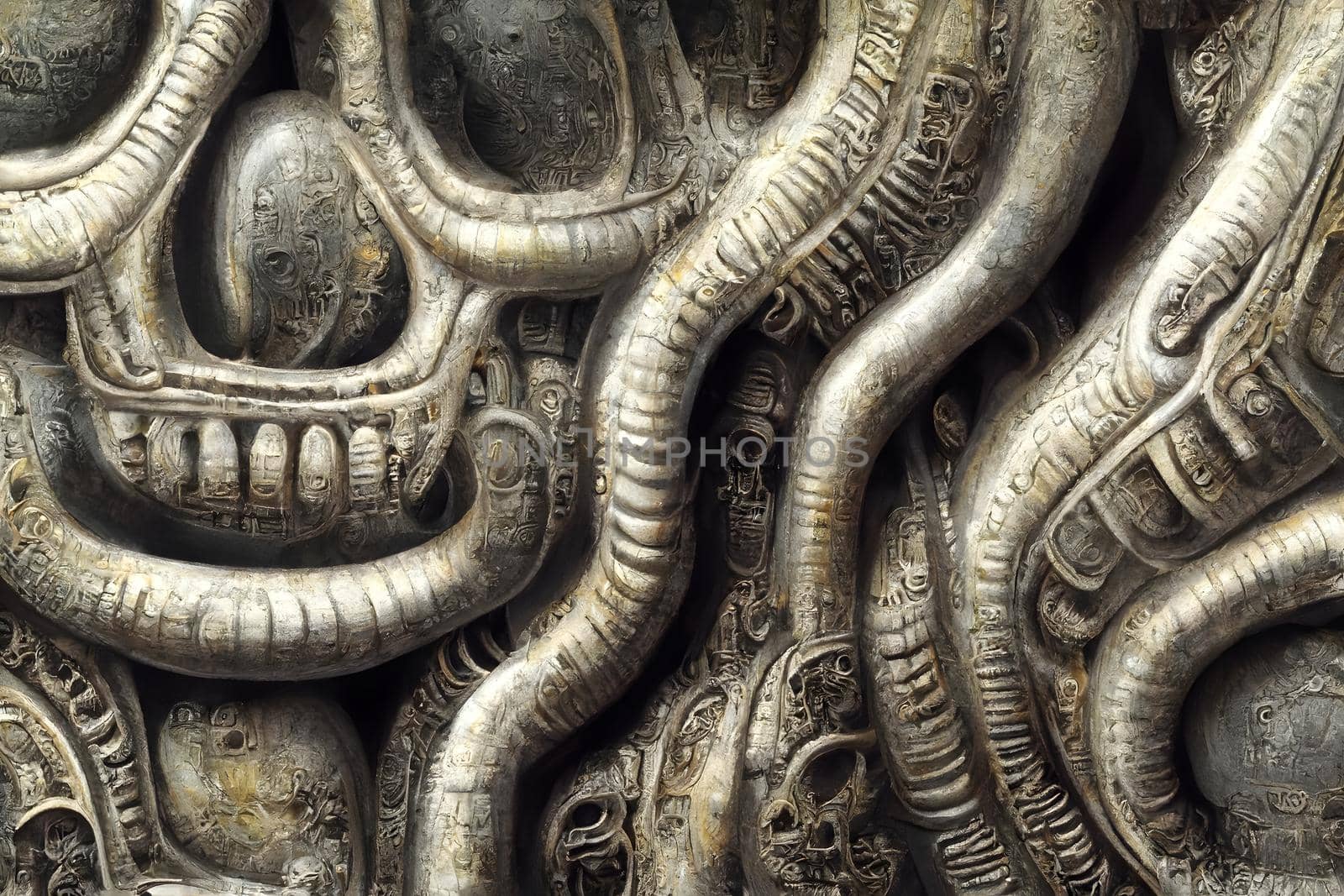 giger style biomechanics texture and background, neural network generated art.