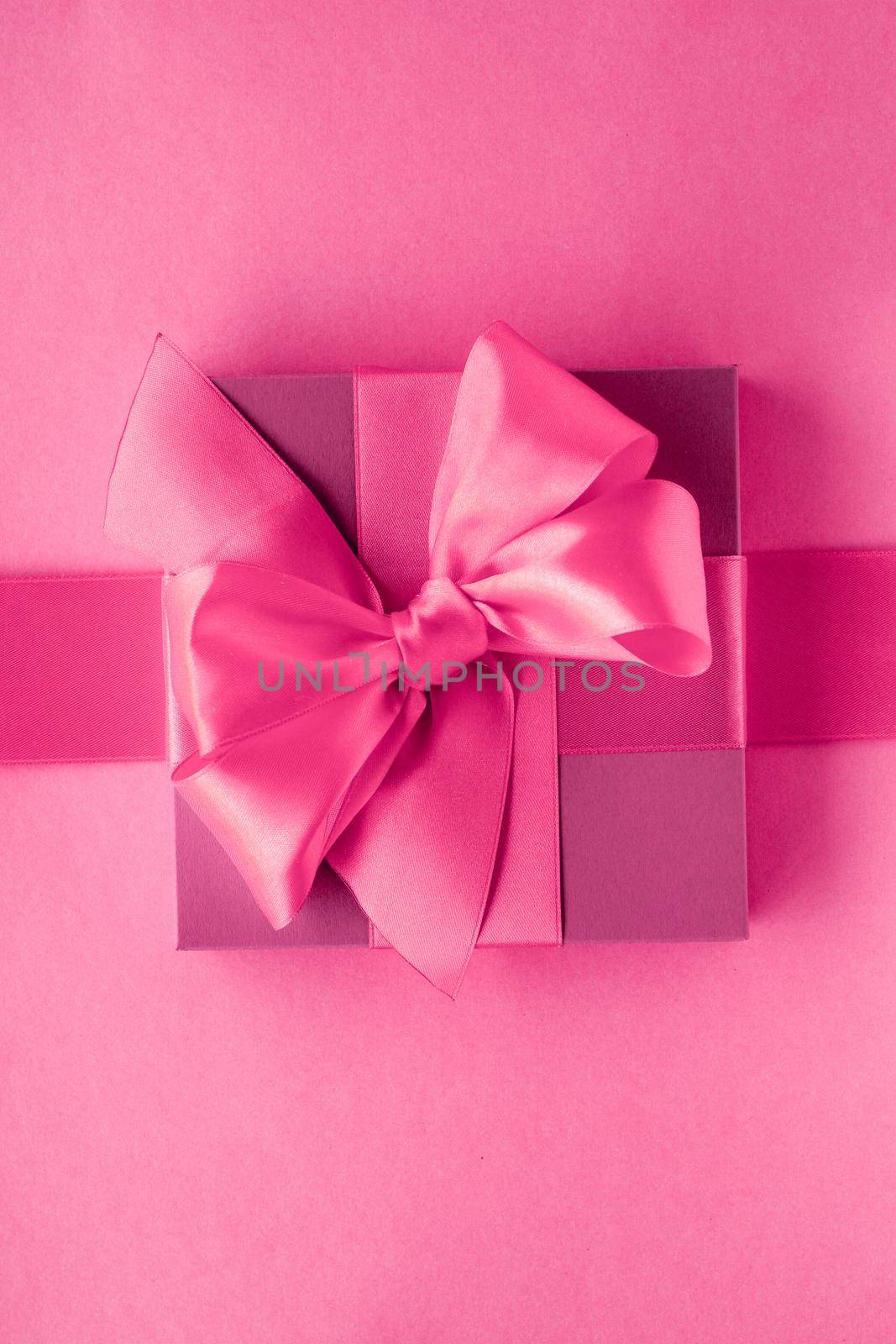 Pink gift boxes, feminine style flatlay background by Anneleven