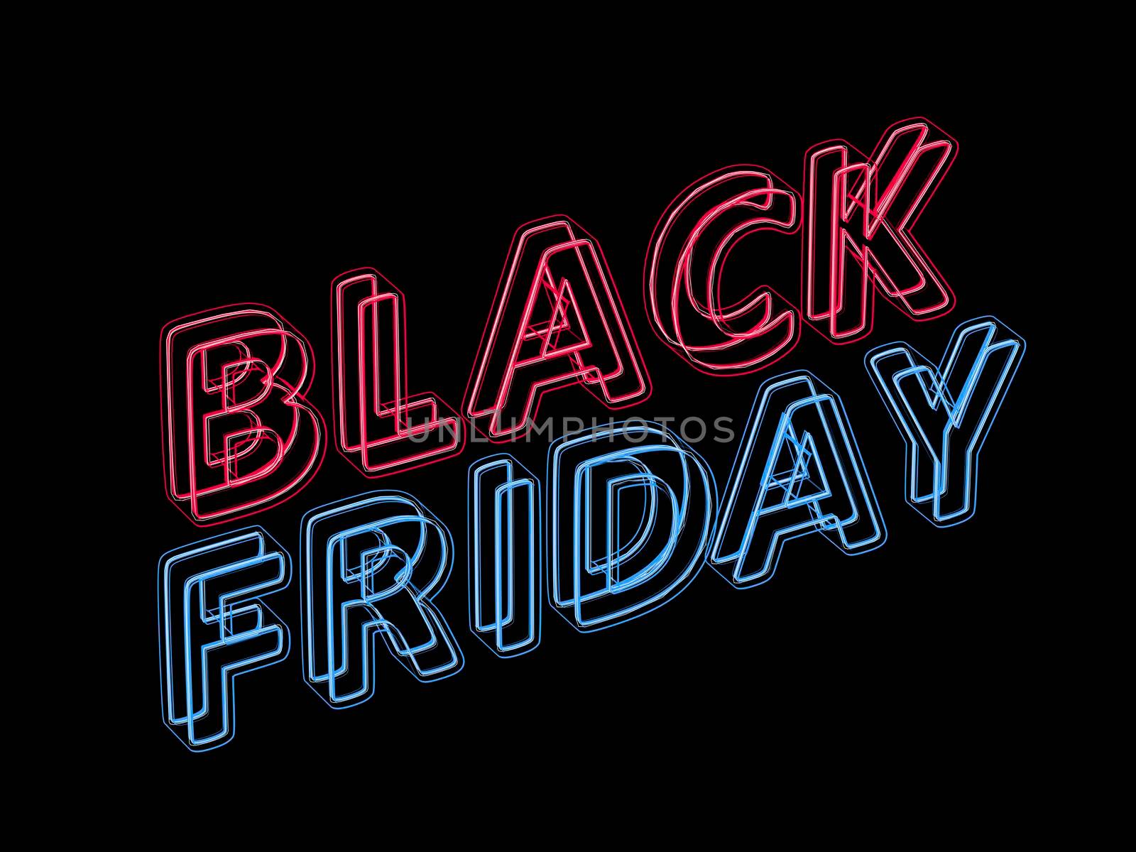 Black friday sale banner with neon glowing letters on black background