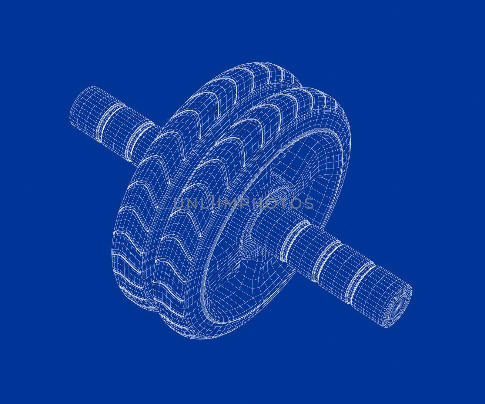 3D wire-frame model of abdominal toning wheel