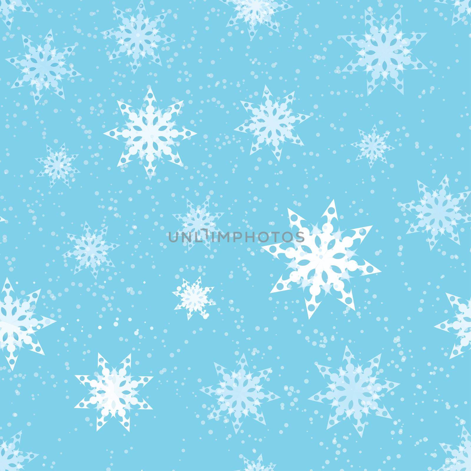 Celebration Christmas Background for Holiday Card in Blue color with Snow Flakes, Seamless Pattern